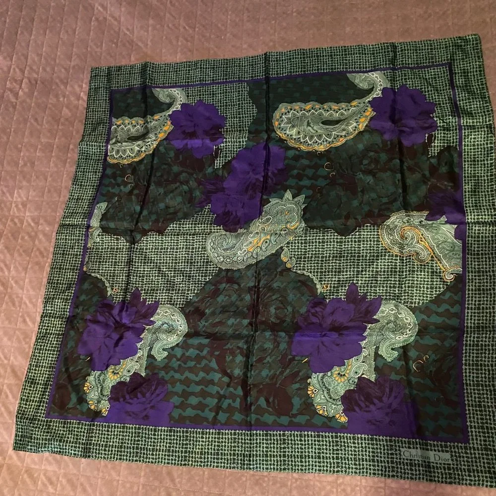 vintage CHRISTIAN DIOR silk scarf (30 inches square)